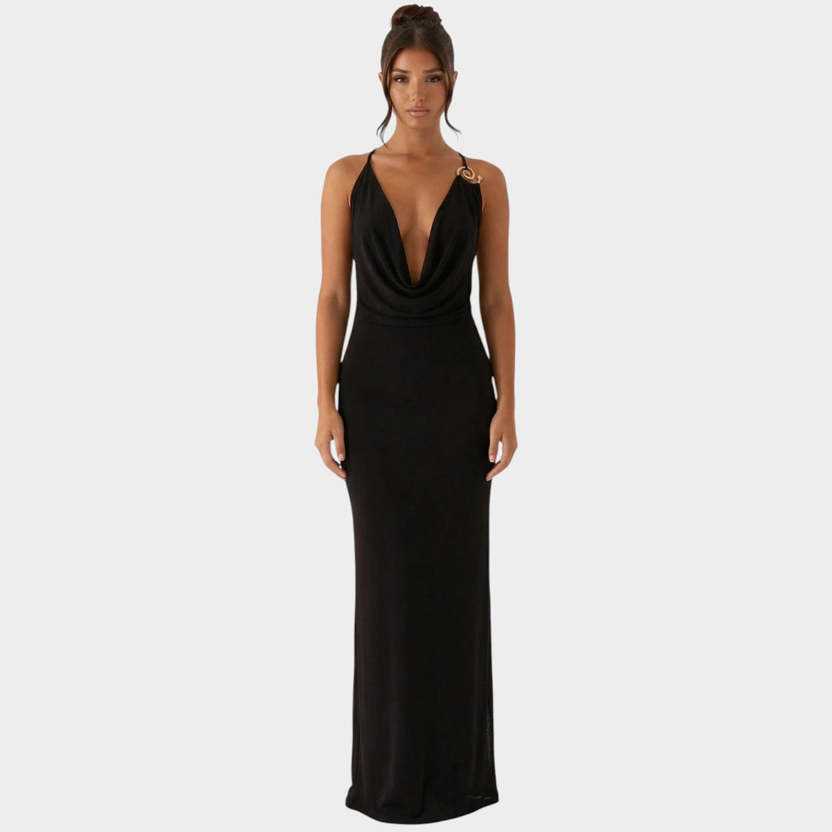 Women’s Maxi Dress with Cowl Neck Open Back