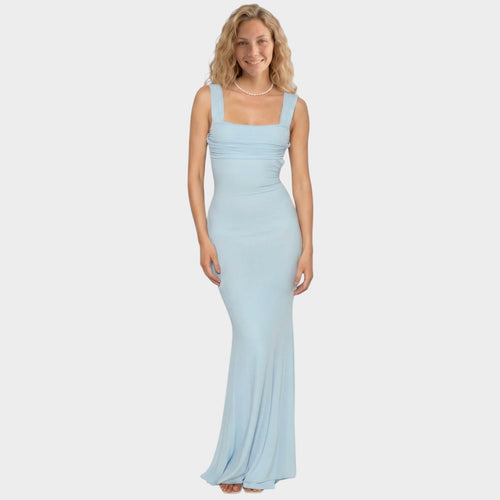 Women’s Sleeveless Maxi Dress with Square Neckline and Bodice