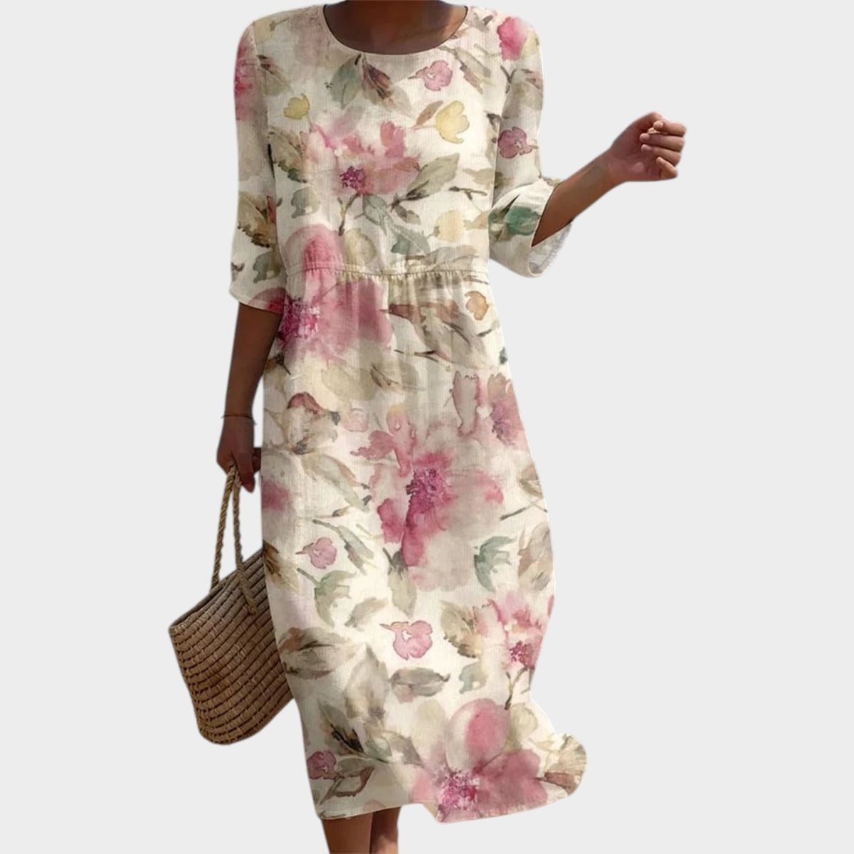Women’s Floral Print Maxi Dress with Relaxed Fit and Classic Style