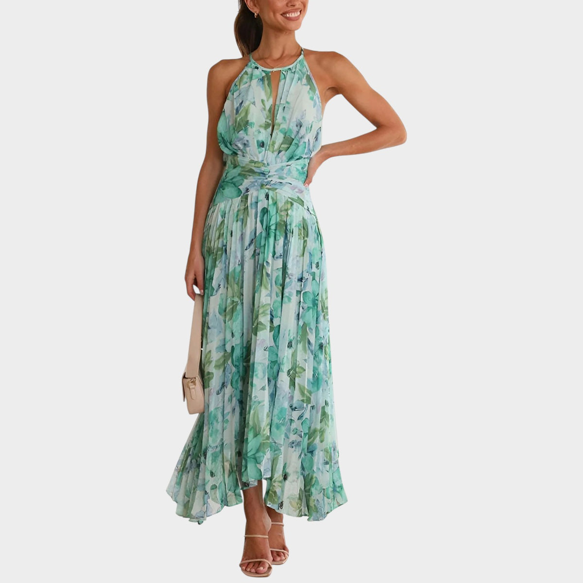 Women’s Halter Neck Maxi Dress with Flowing Silhouette