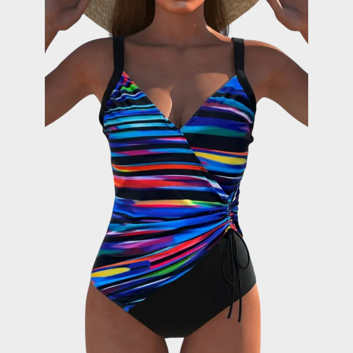 Women’s Swimsuit Wrap Neckline Colourful Pattern Adjustable Fit