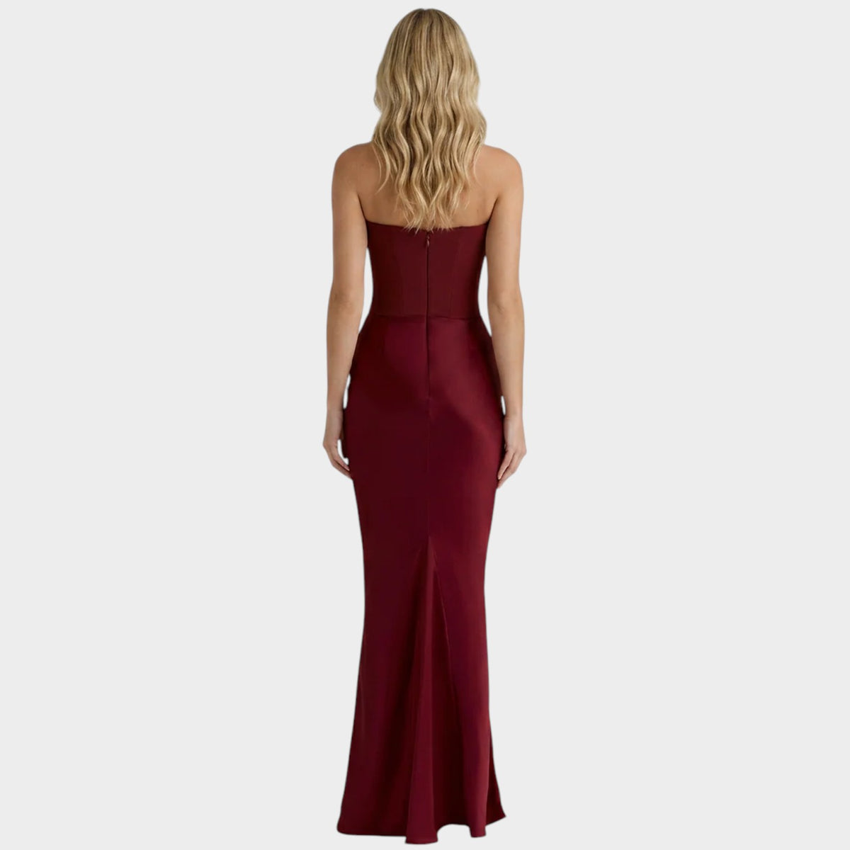Women’s Strapless Corset Maxi Dress with Draped Waist Detail