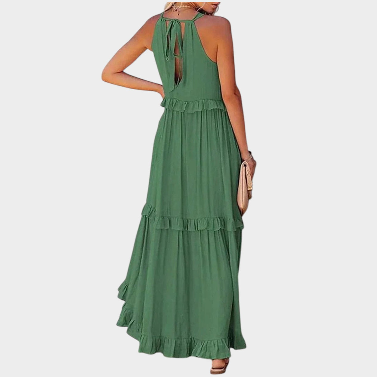 Women’s Maxi Dress with Sleeveless Design and Layered Ruffle Hem