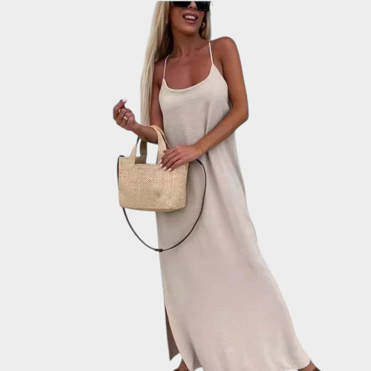 Women’s Summer Maxi Dress with Spaghetti Straps, Relaxed Fit and Side Slit