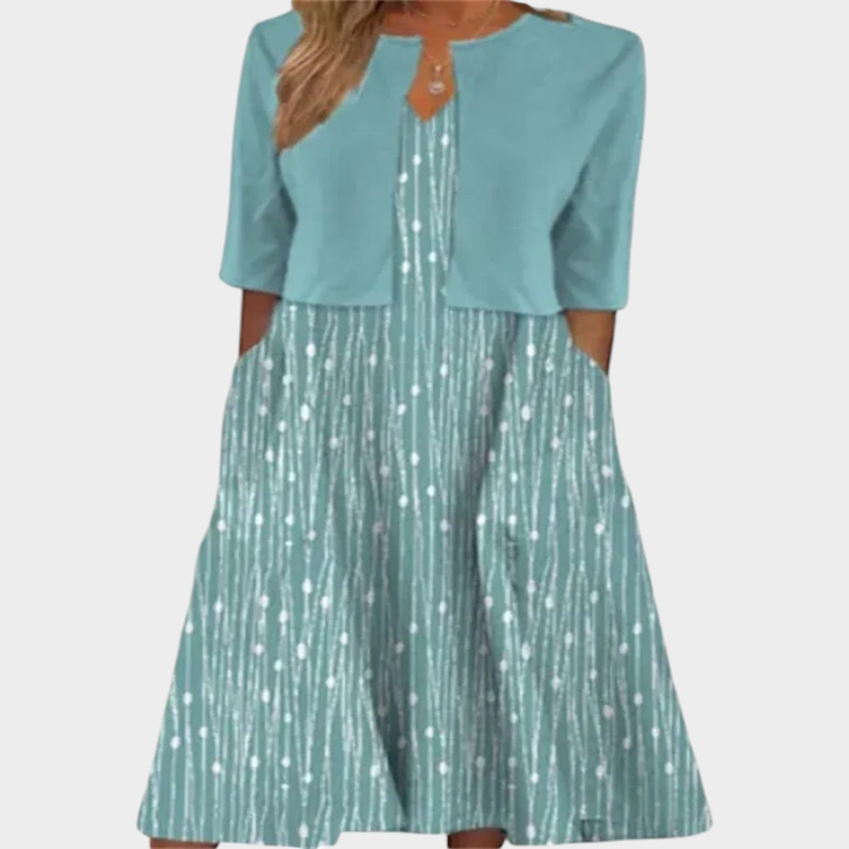 Women’s Two-Piece Midi Dress Floral Print Round Neck Half Sleeve