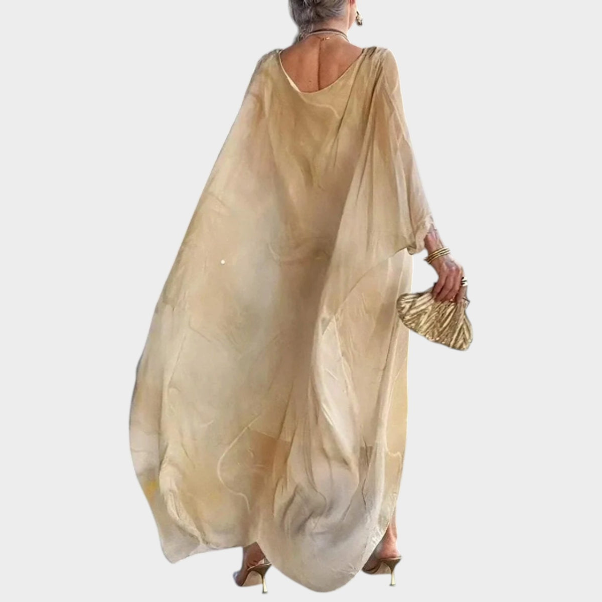 Women’s Long Sleeve Maxi Dress with Round Neck and Relaxed Fit