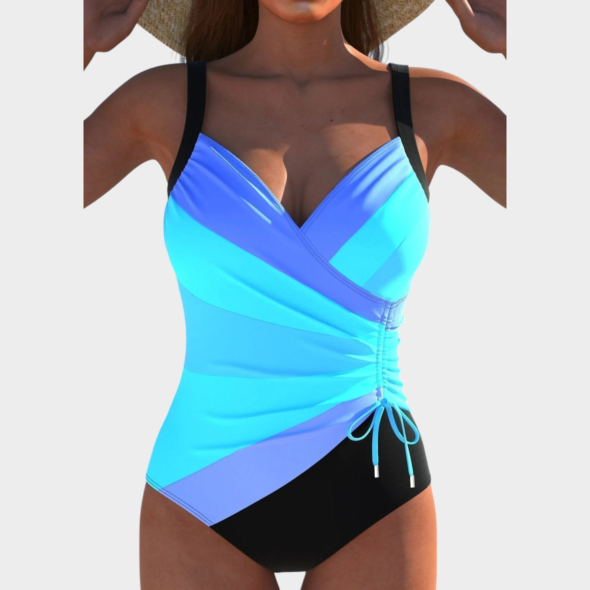 Women’s Swimsuit Wrap Neckline Colourful Pattern Adjustable Fit