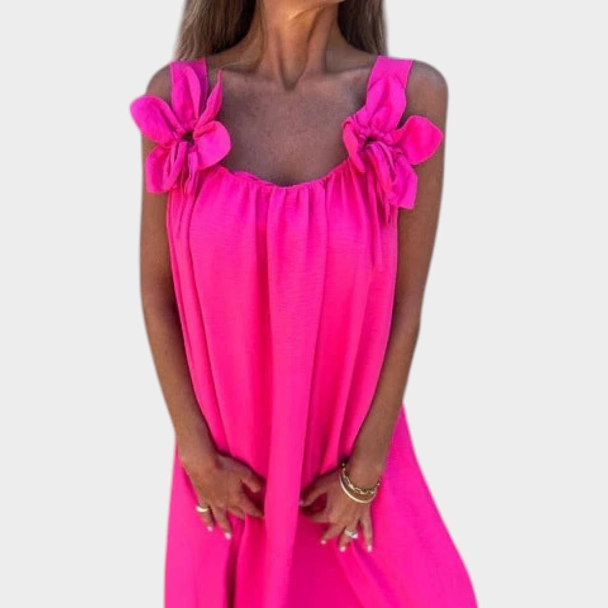 Women’s Floral Maxi Dress with U-Neckline and Fitted Silhouette