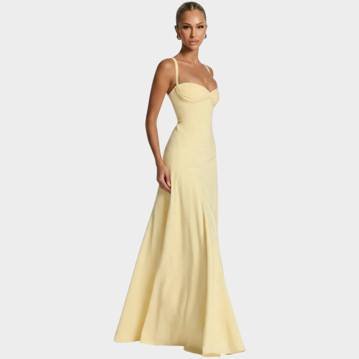 Women’s Sweetheart Neck Maxi Dress with Strappy Bodice, Flowing Skirt