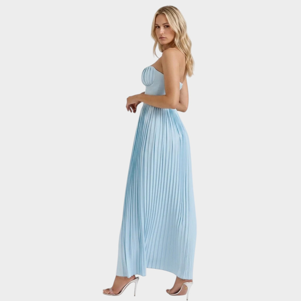 Women’s Strapless Pleated Maxi Dress