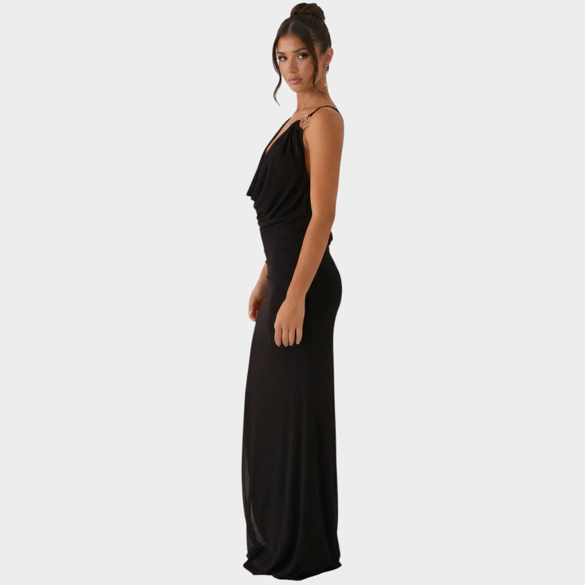 Women’s Maxi Dress with Cowl Neck Open Back