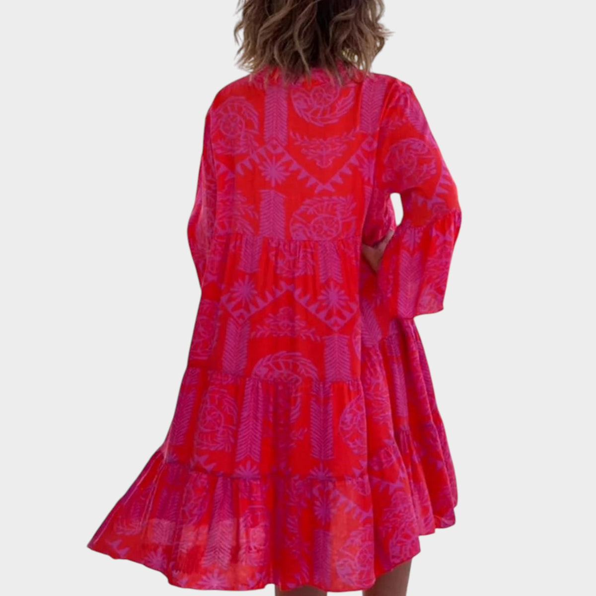 Women’s Bohemian Midi Dress Floral Print V-Neck Loose Fit