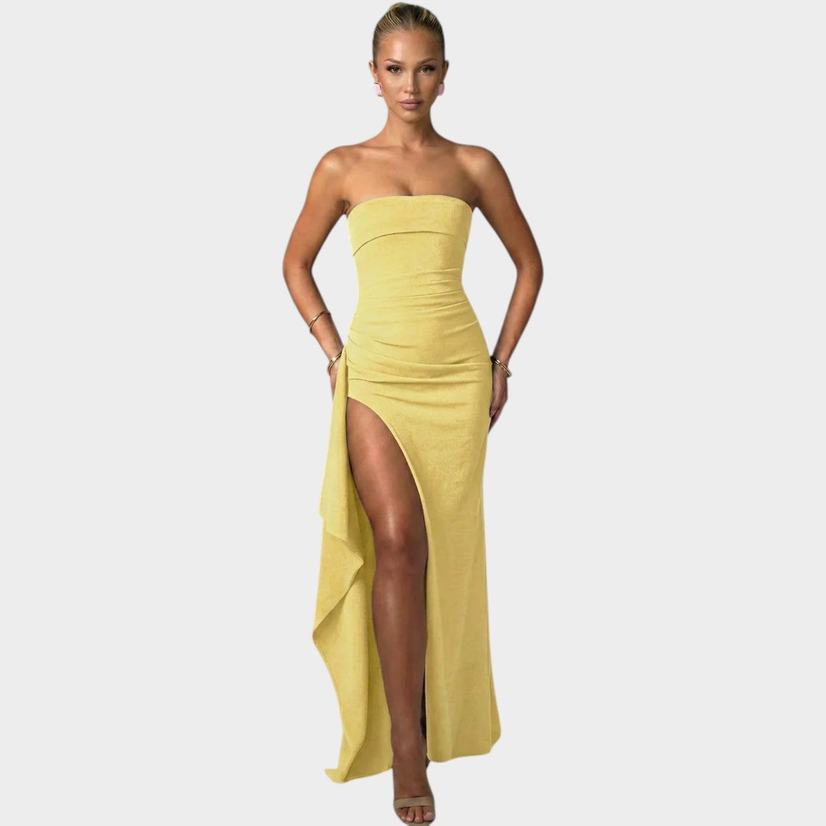 Women’s Strapless Maxi Dress Ruched Detail