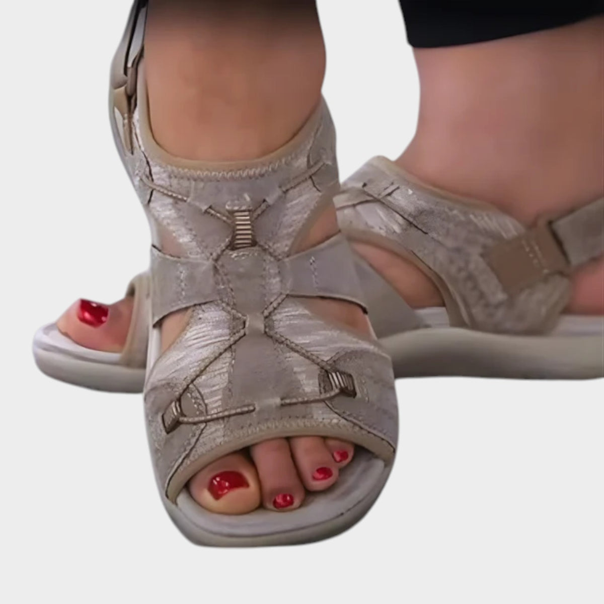 Women’s Orthopedic Sandals Leather Adjustable Velcro Strap Cushioned Sole