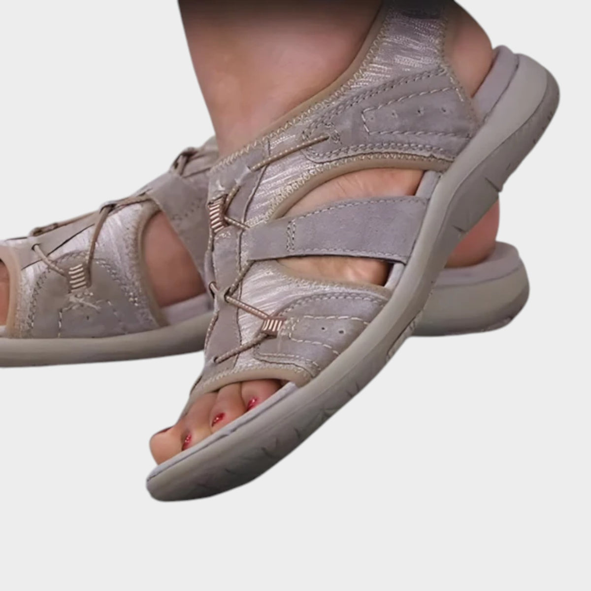 Women’s Orthopedic Sandals Leather Adjustable Velcro Strap Cushioned Sole