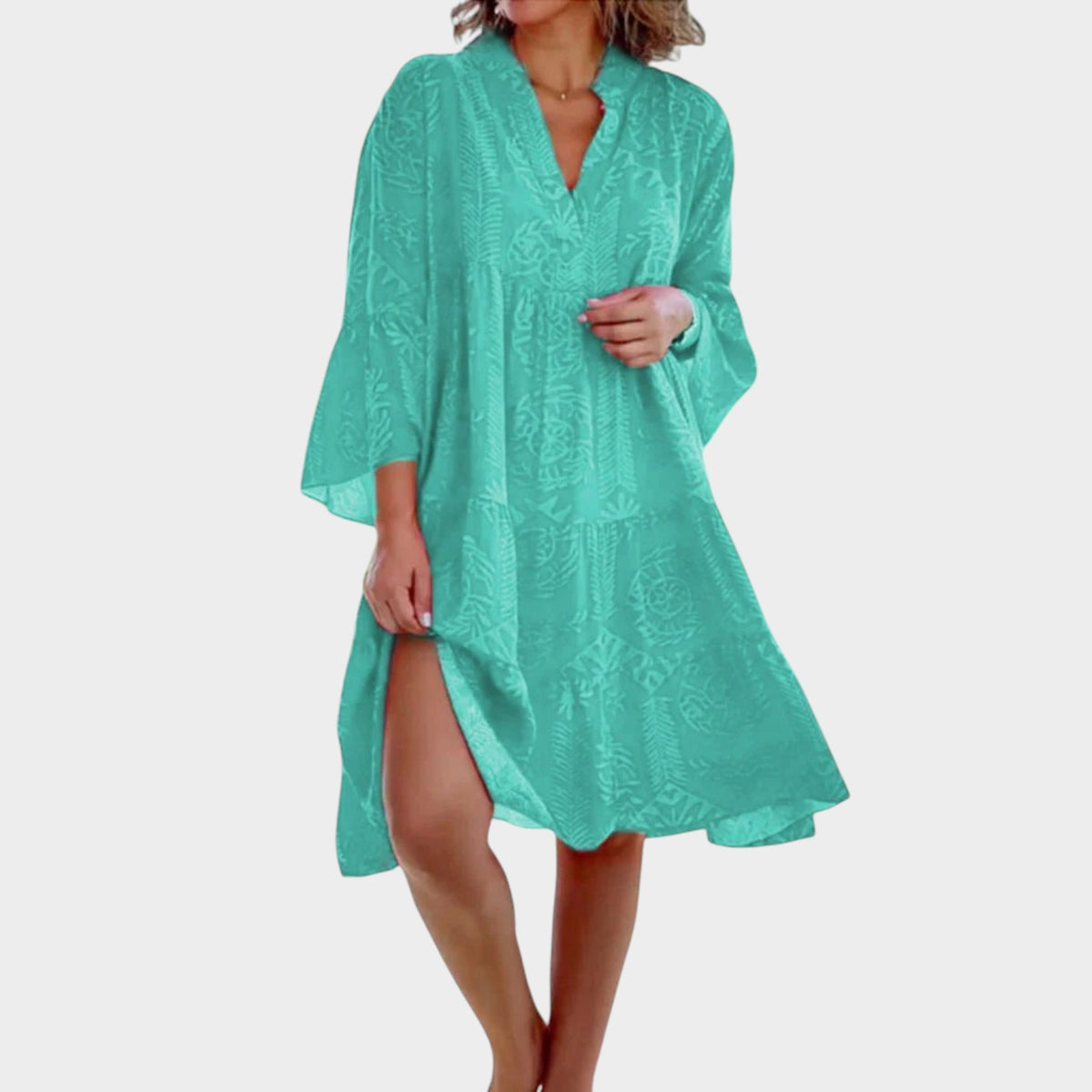 Women’s Bohemian Midi Dress Floral Print V-Neck Loose Fit