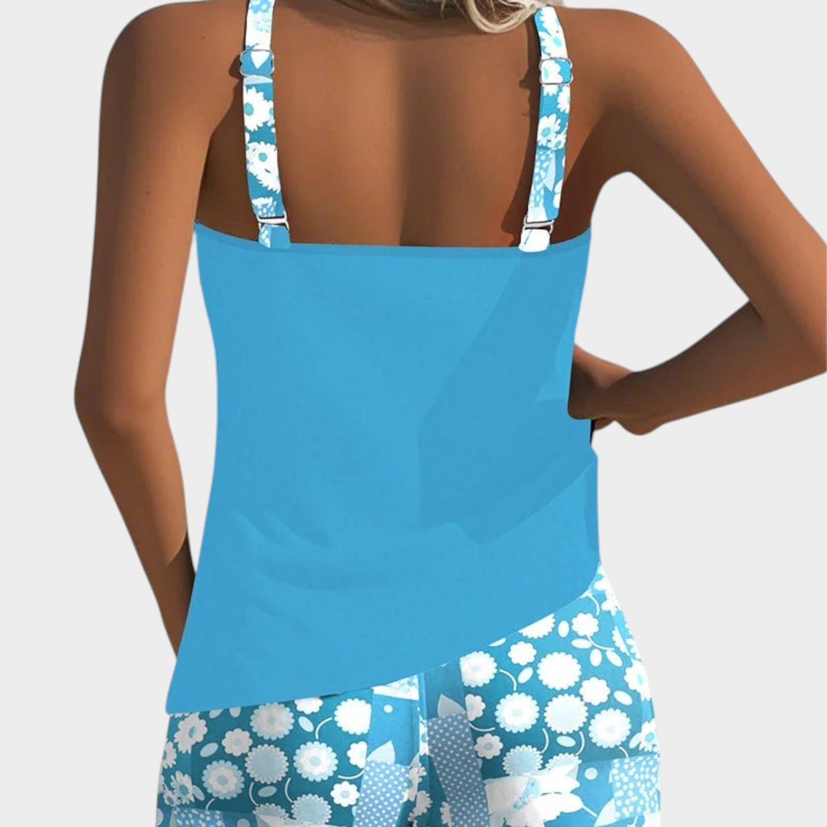 Women’s Tankini Set Sleeveless Top Printed Shorts Polyester Elastane