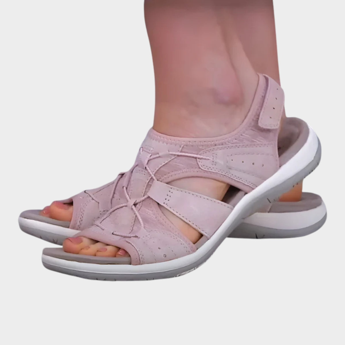 Women’s Orthopedic Sandals Leather Adjustable Velcro Strap Cushioned Sole