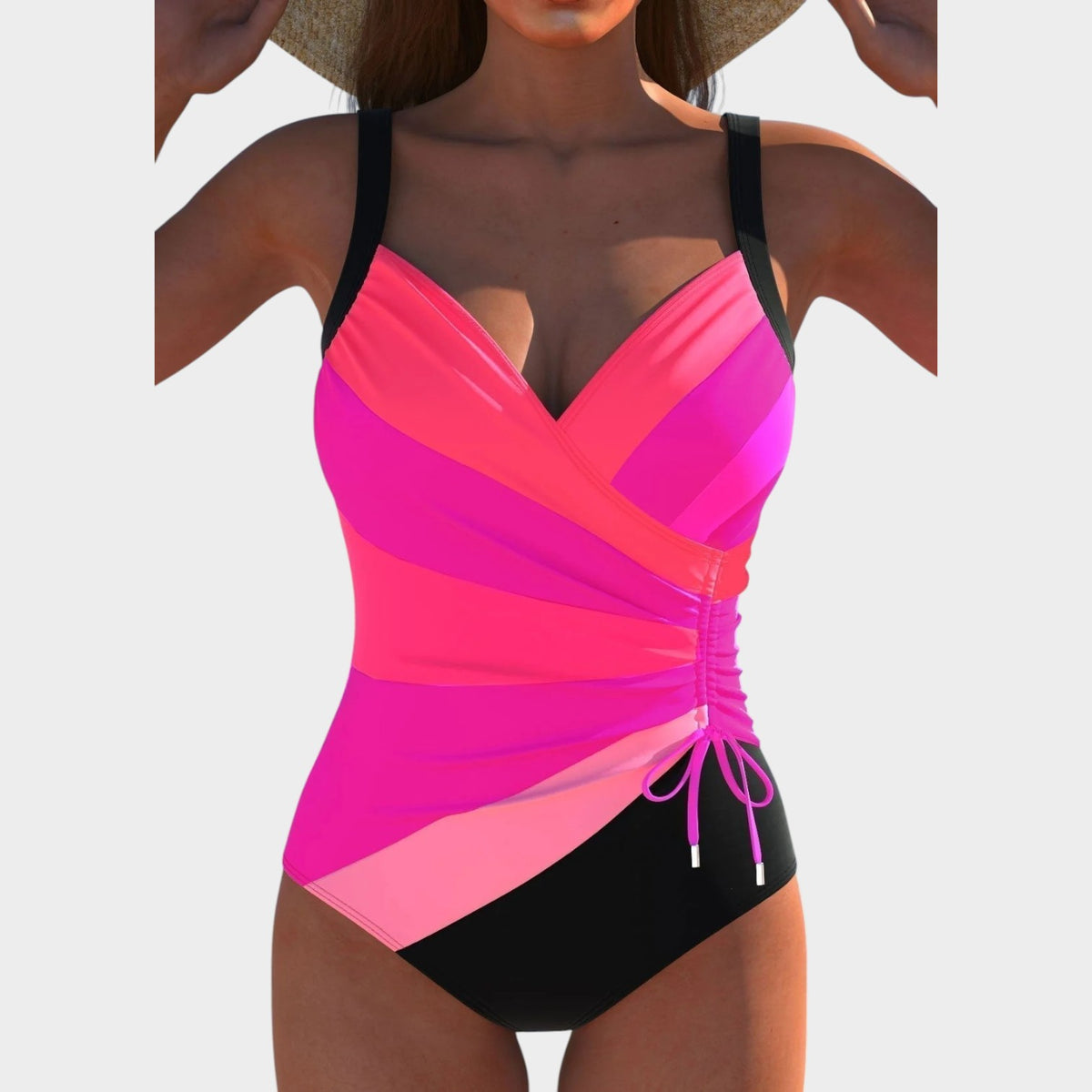 Women’s Swimsuit Wrap Neckline Colourful Pattern Adjustable Fit