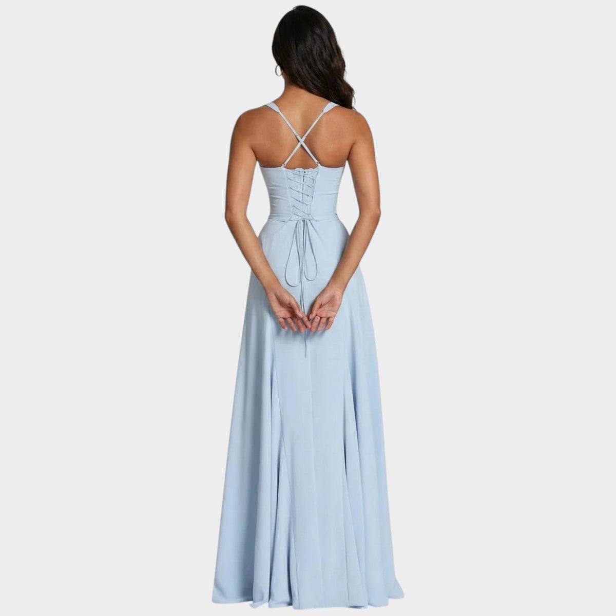 Women’s Sweetheart Neck Maxi Dress with Strappy Bodice, Flowing Skirt