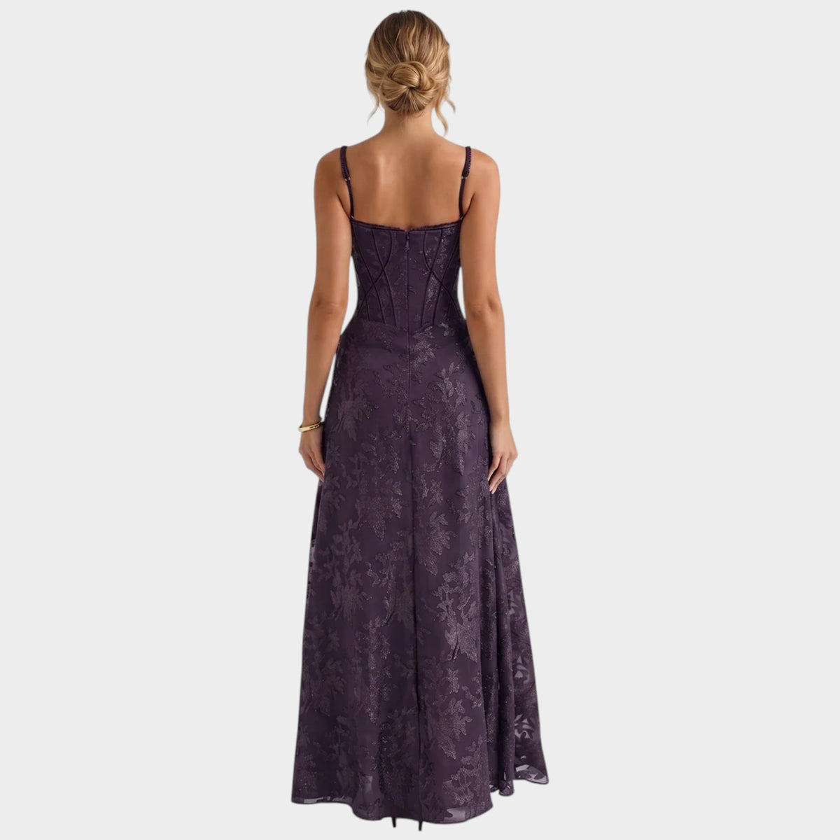 Women’s Corset Maxi Dress with Lurex Floral Pattern