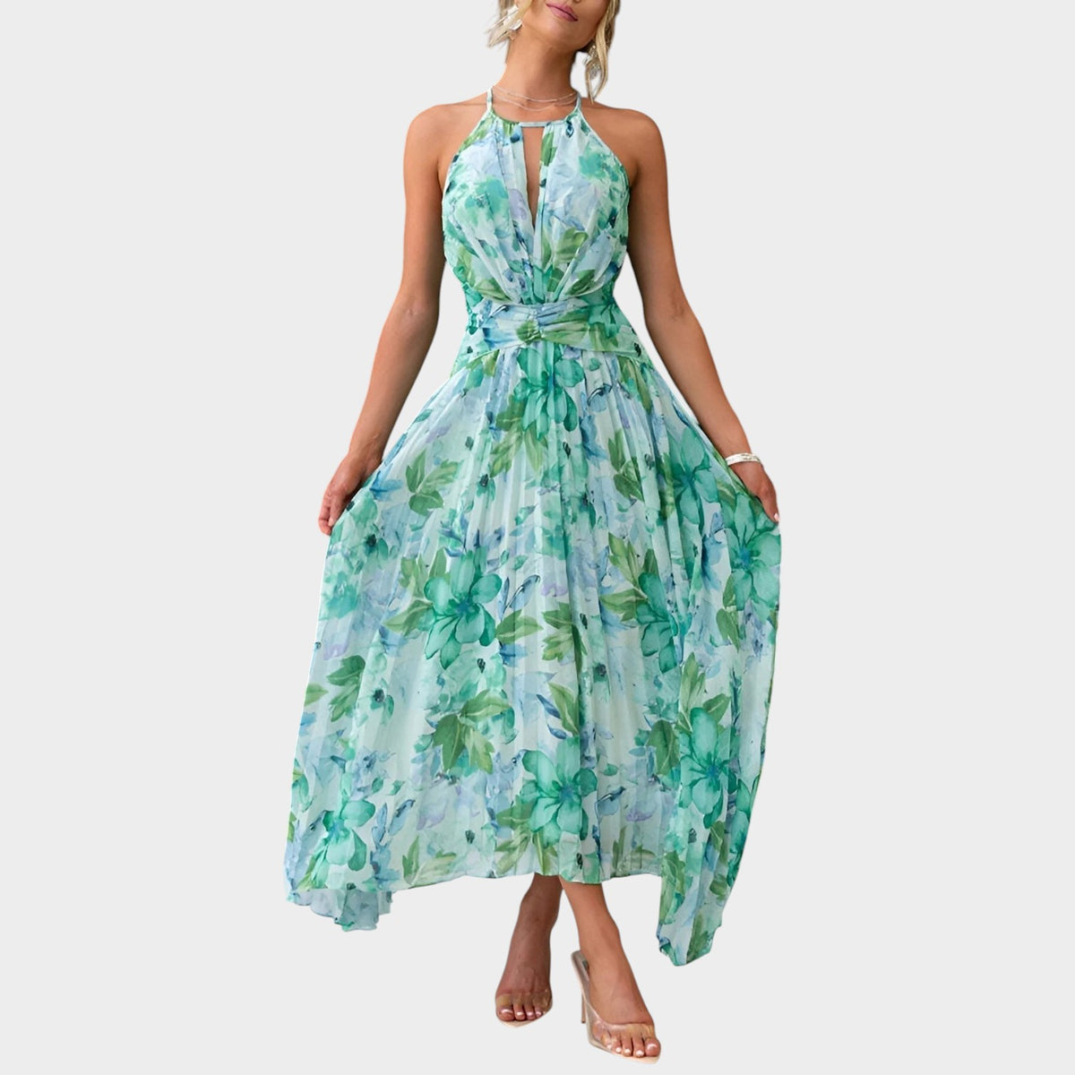 Women’s Halter Neck Maxi Dress with Flowing Silhouette
