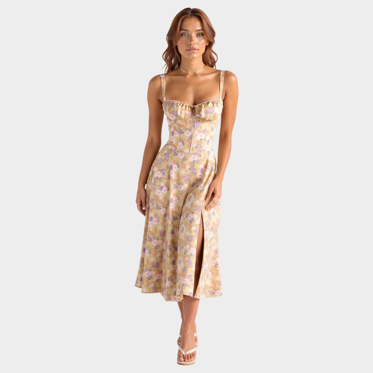 Women’s Waist-Defined Dress Flowy Fabric Elegant Everyday Style