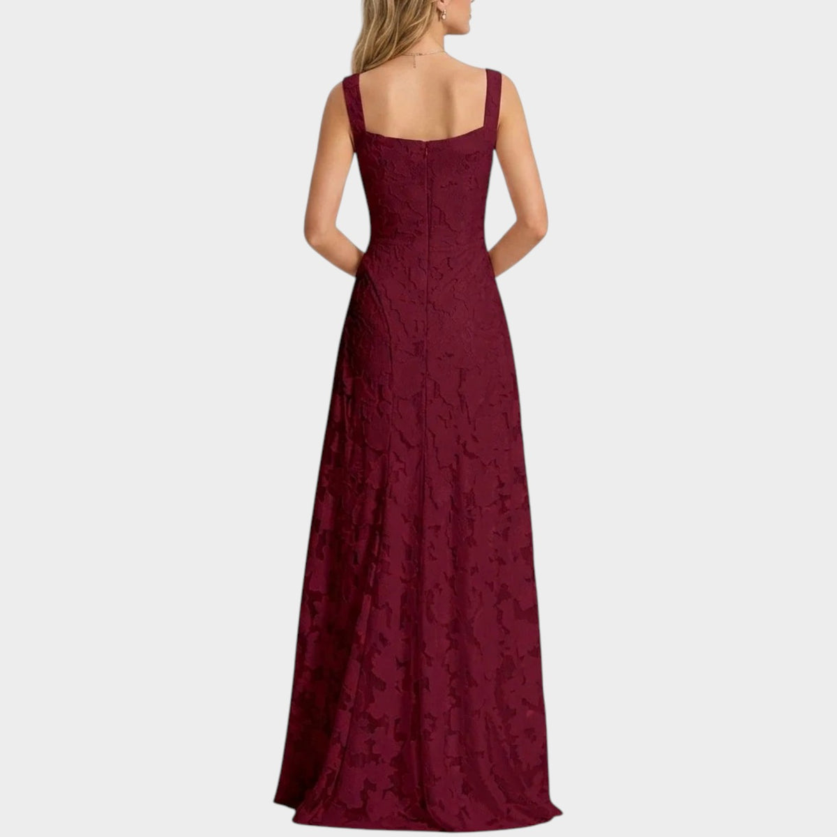 Women’s Floral Lace Maxi Dress with Square Neckline