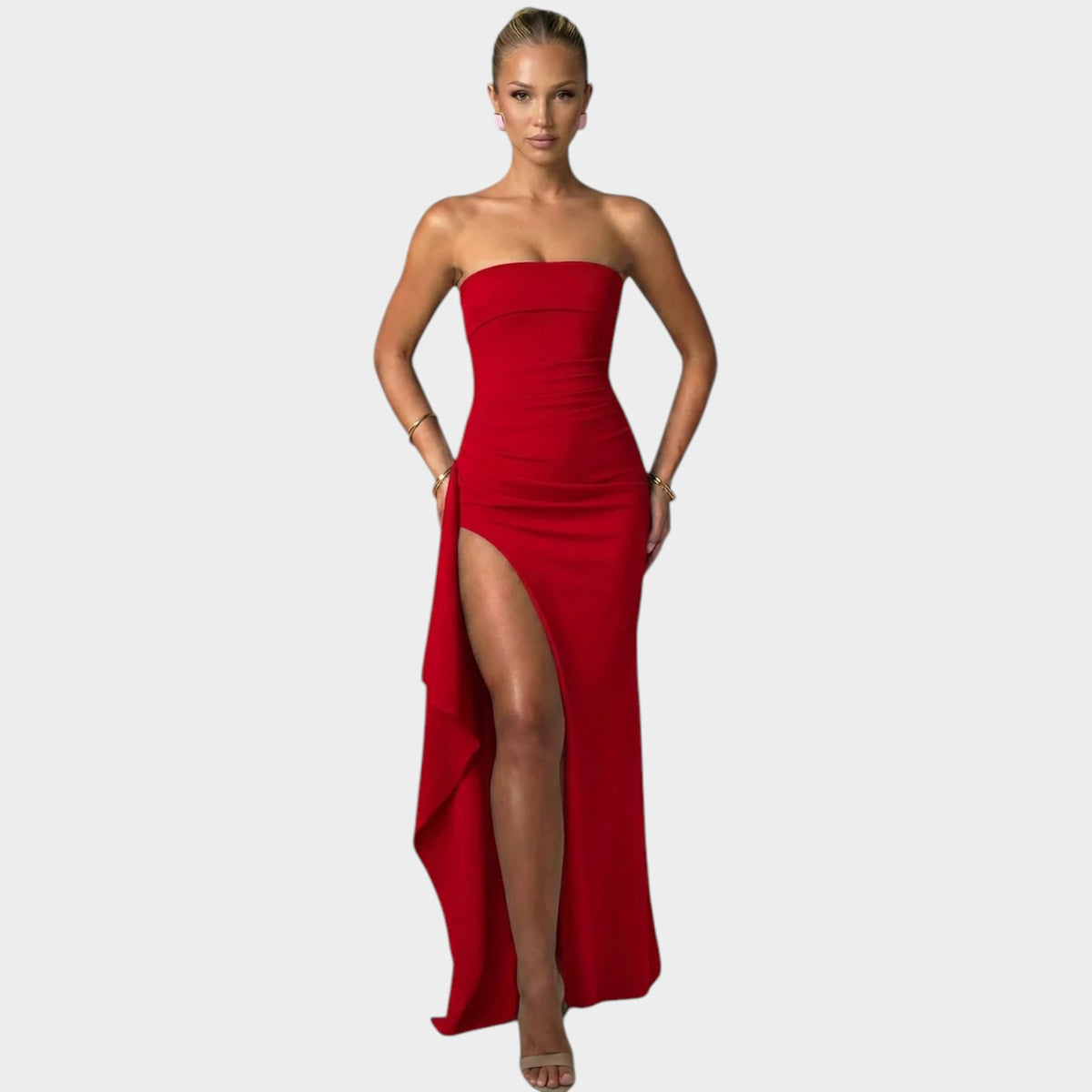 Women’s Strapless Maxi Dress Ruched Detail