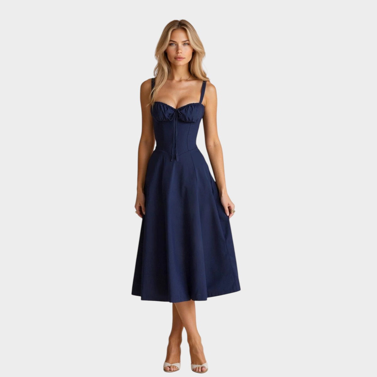 Women’s Waist-Defined Dress Flowy Fabric Elegant Everyday Style