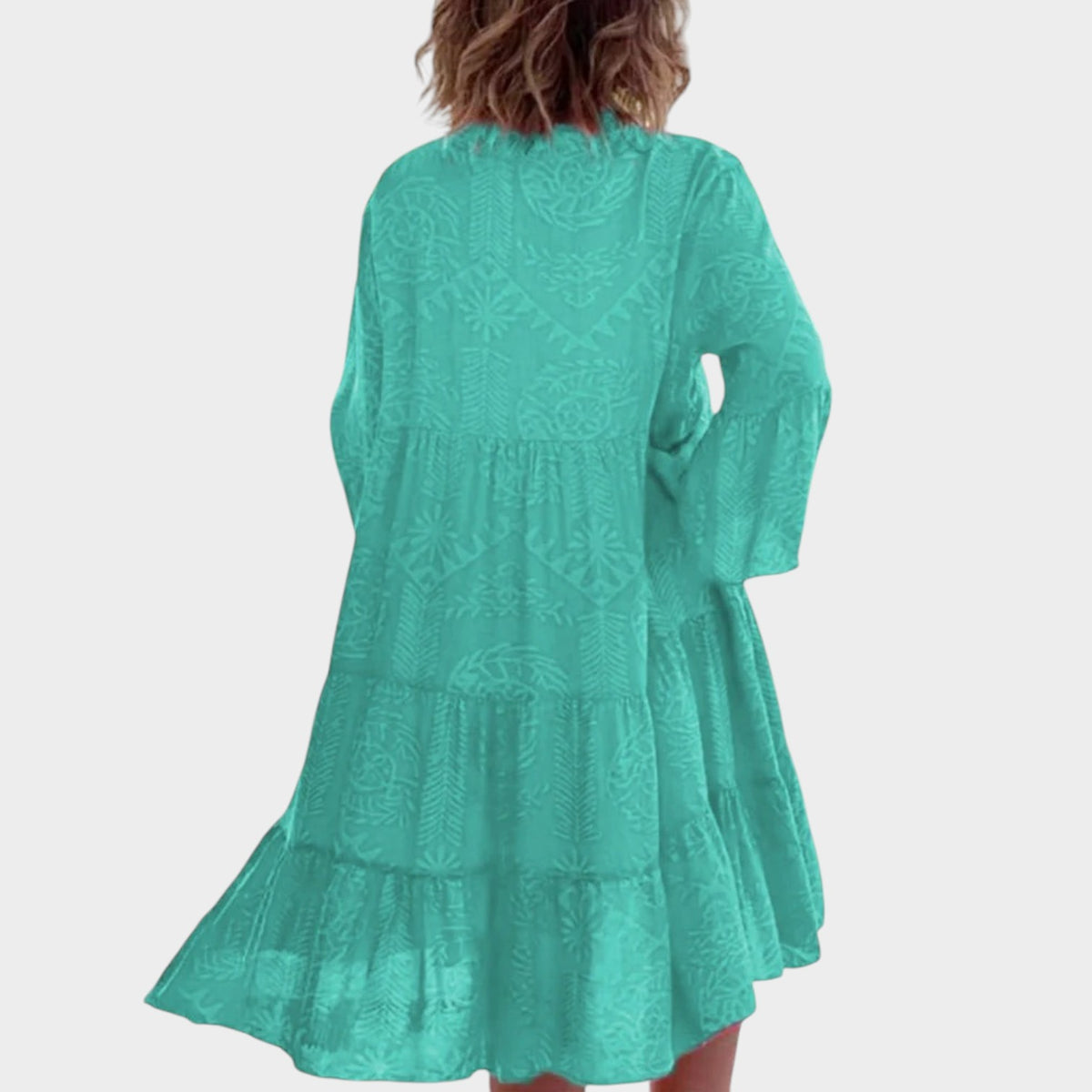 Women’s Bohemian Midi Dress Floral Print V-Neck Loose Fit