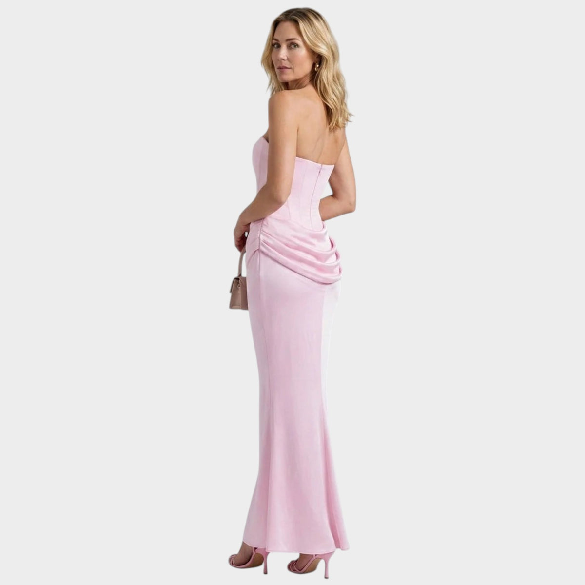 Women’s Strapless Corset Maxi Dress with Satin-Look Skirt