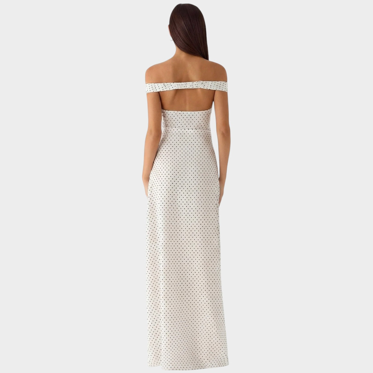 Women’s Polka Dot Maxi Dress with Off-Shoulder Sweetheart Neckline