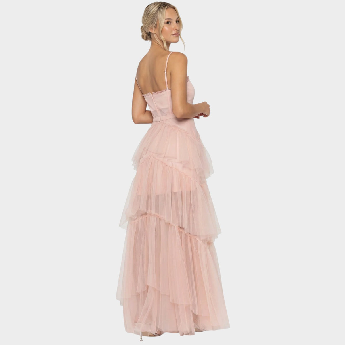 Women’s Mesh Corset Maxi Dress with Spaghetti Straps