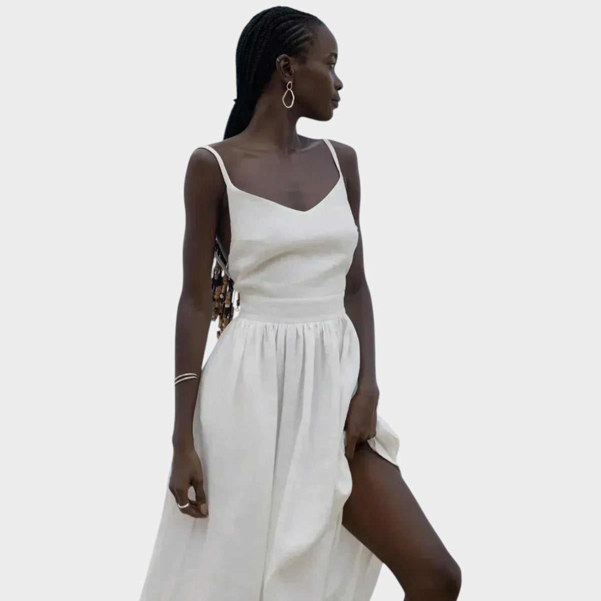 Women’s Sleeveless Maxi Dress with V-Neck and Open Back