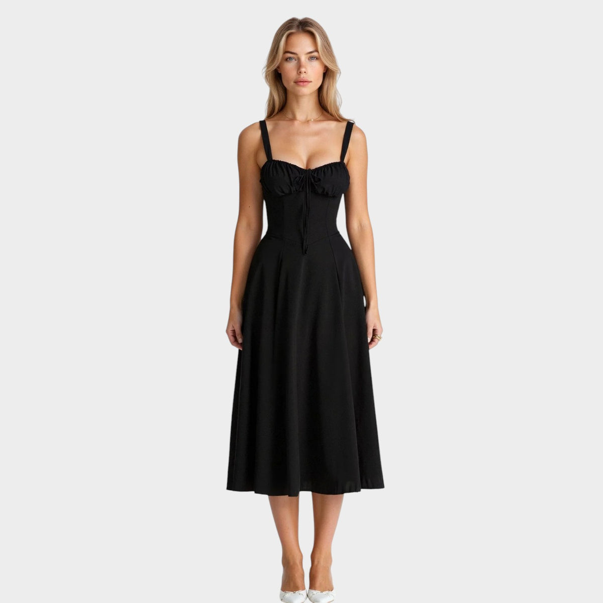 Women’s Waist-Defined Dress Flowy Fabric Elegant Everyday Style