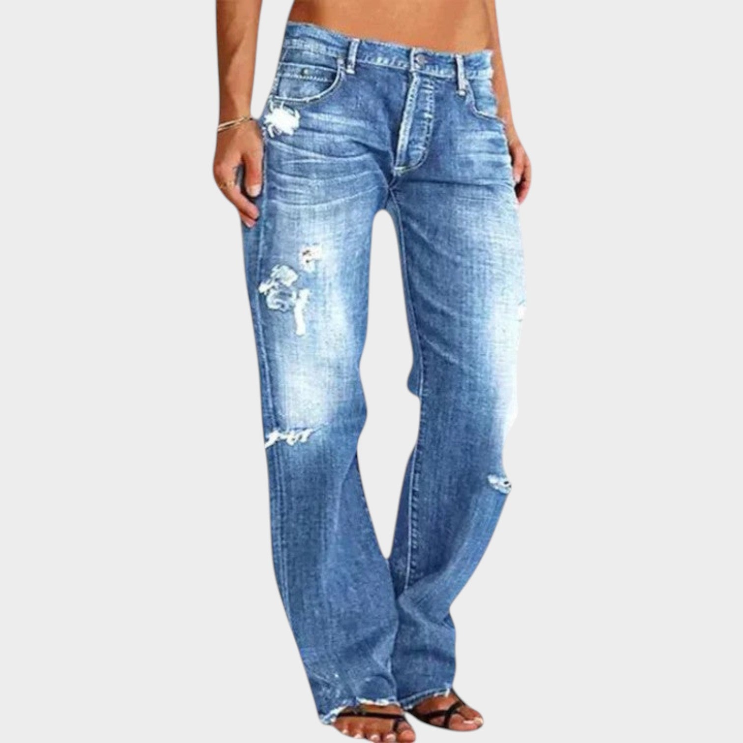 Distressed Wide Leg Denim Pants