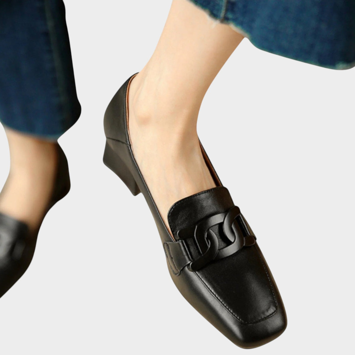 Women’s Heeled Loafers Leather Orthopedic Non-Slip