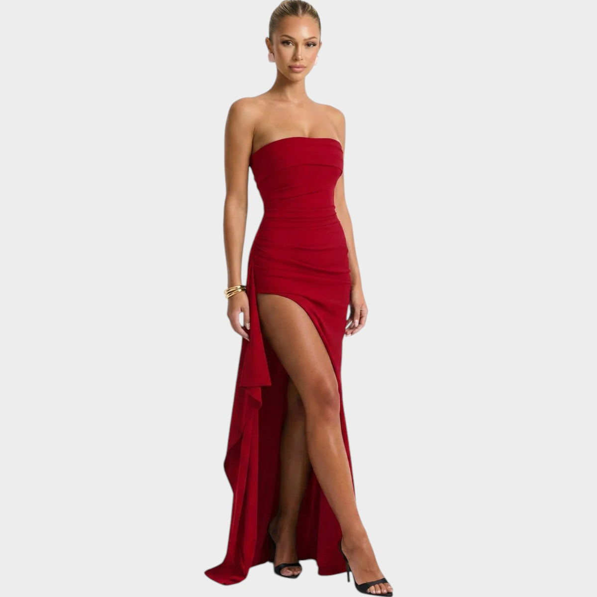 Women’s Strapless Maxi Dress Ruched Detail