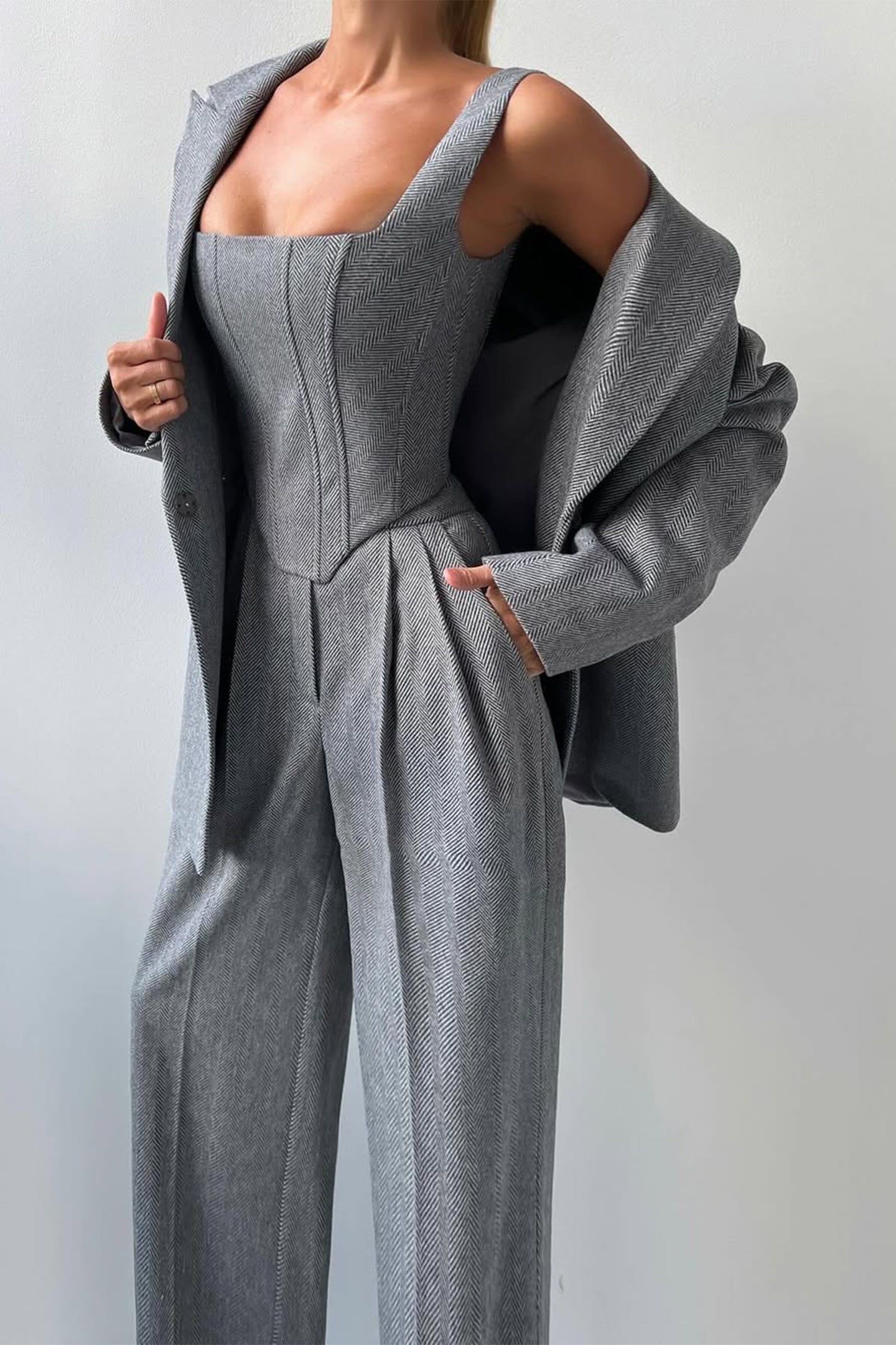 Imogen | Women's Three-Piece Herringbone Suit Set