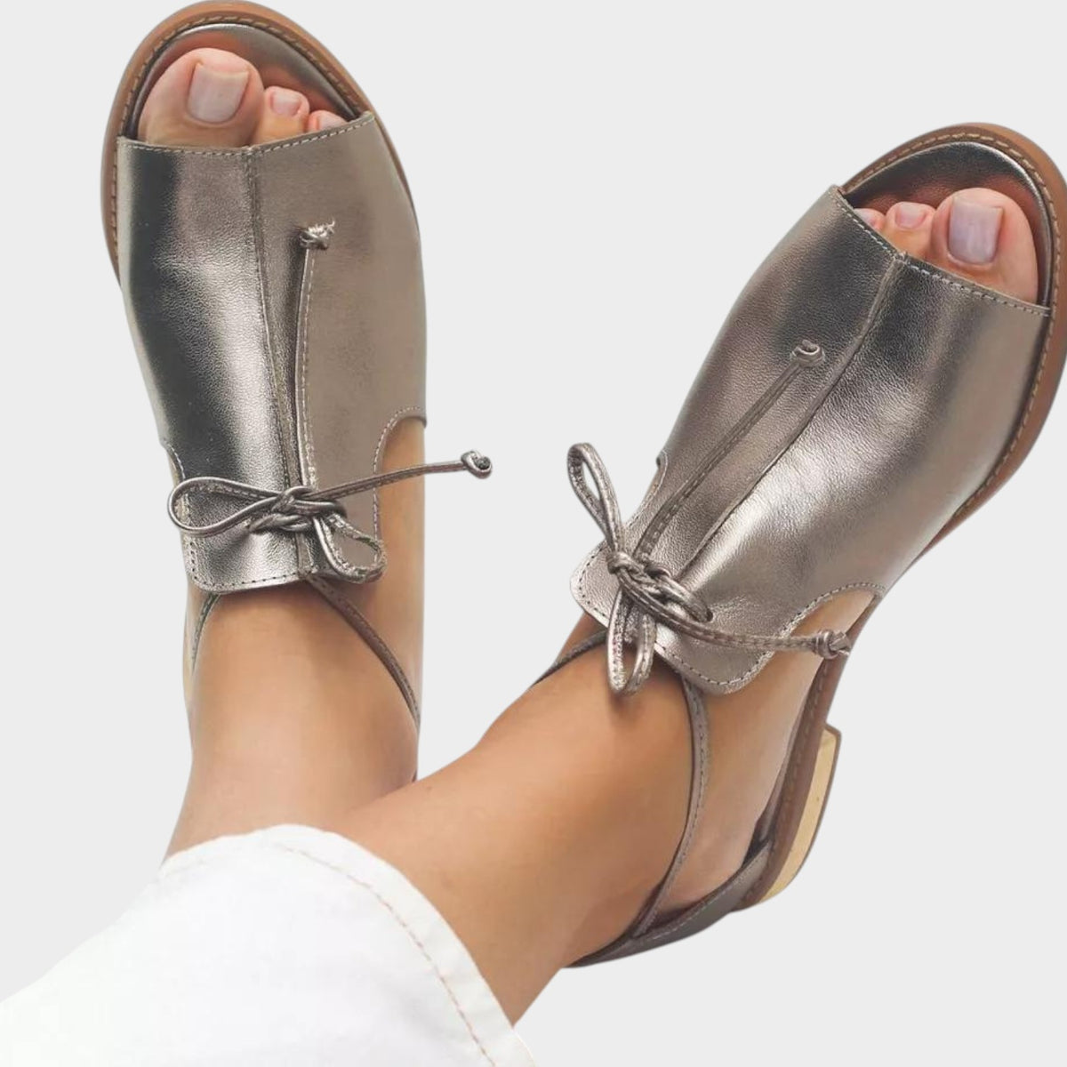 Women's Leather Sandals with Strap Details