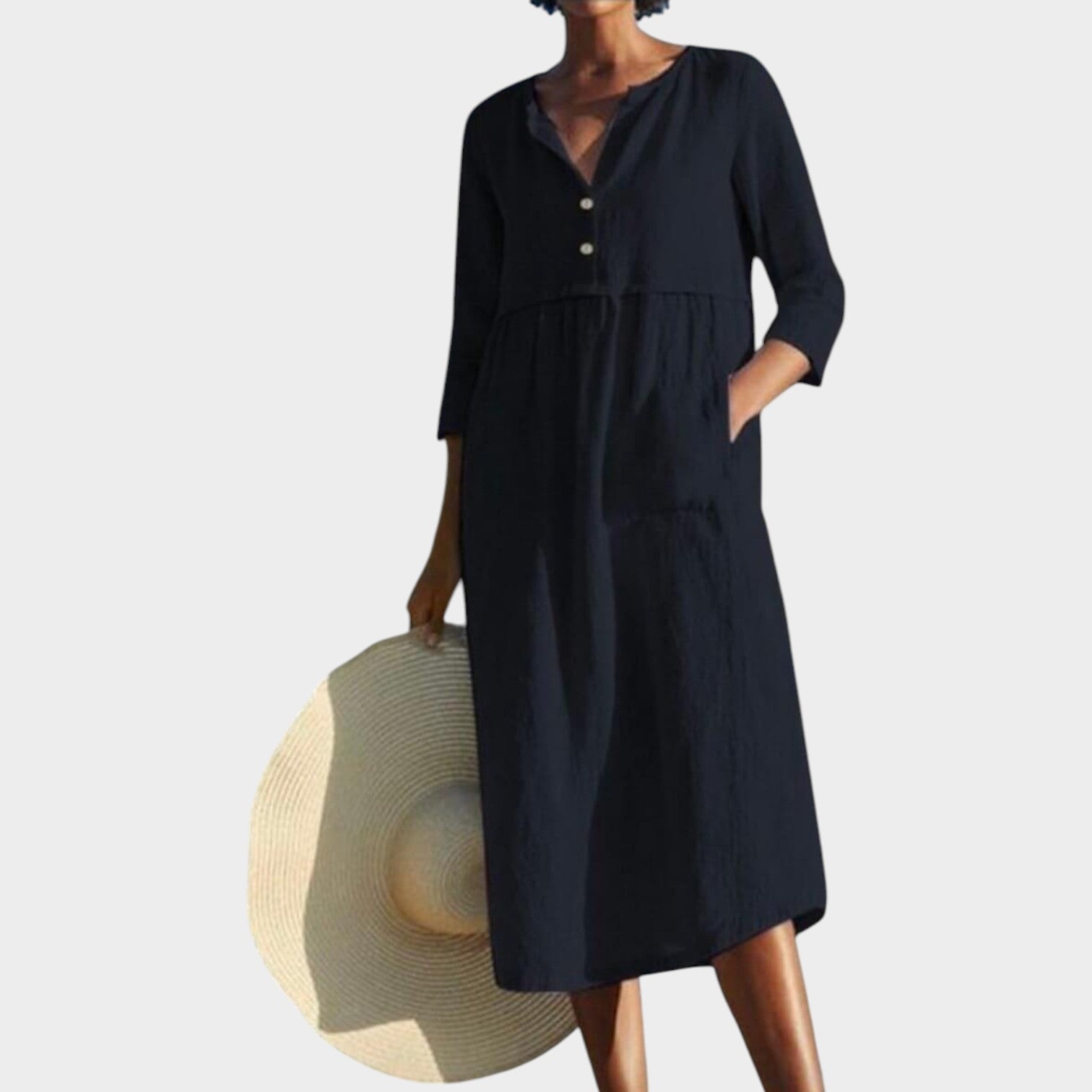 Button Front Shirt Midi Dress