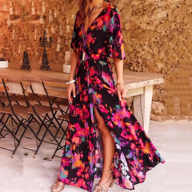 Juliette | Women's V-Neck Wrap Long Dress