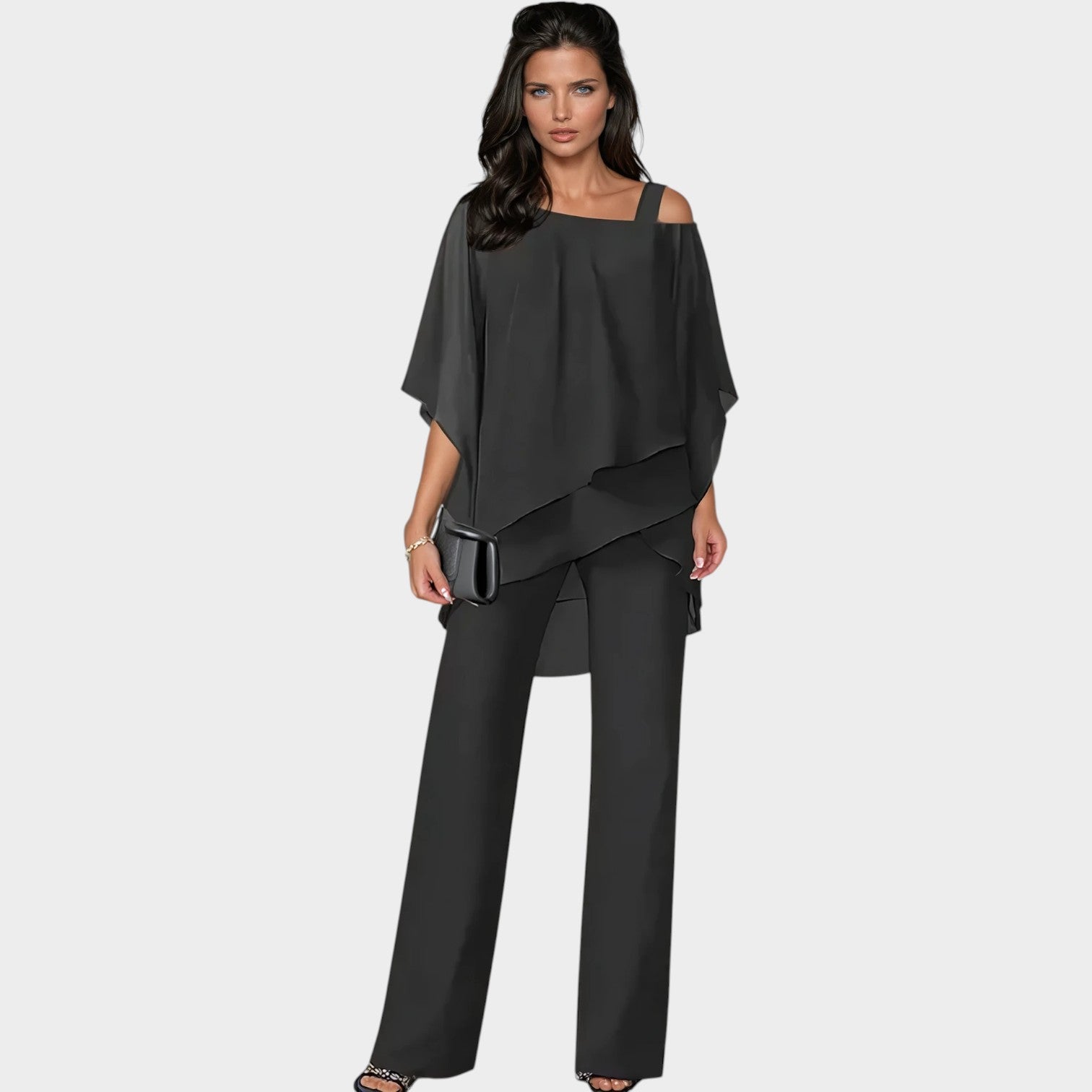 Chiffon Overlay Evening Two Piece Set