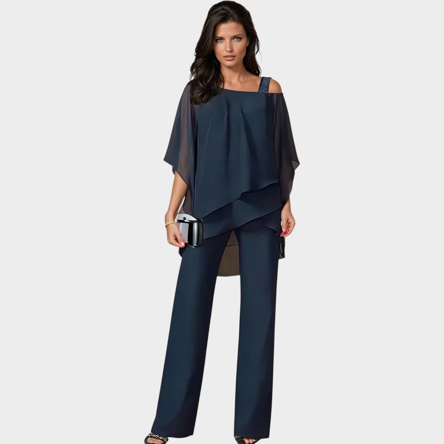Chiffon Overlay Evening Two Piece Set
