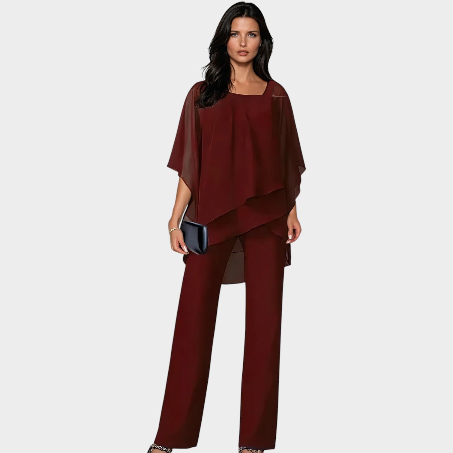 Chiffon Overlay Evening Two Piece Set