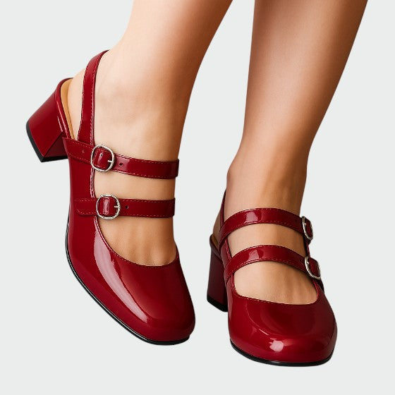 Scarlett | Women's Patent Double-Strap Mary Jane Block Heels