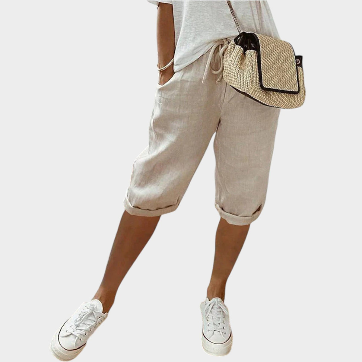 Women's Linen Pants Cropped Relaxed Fit