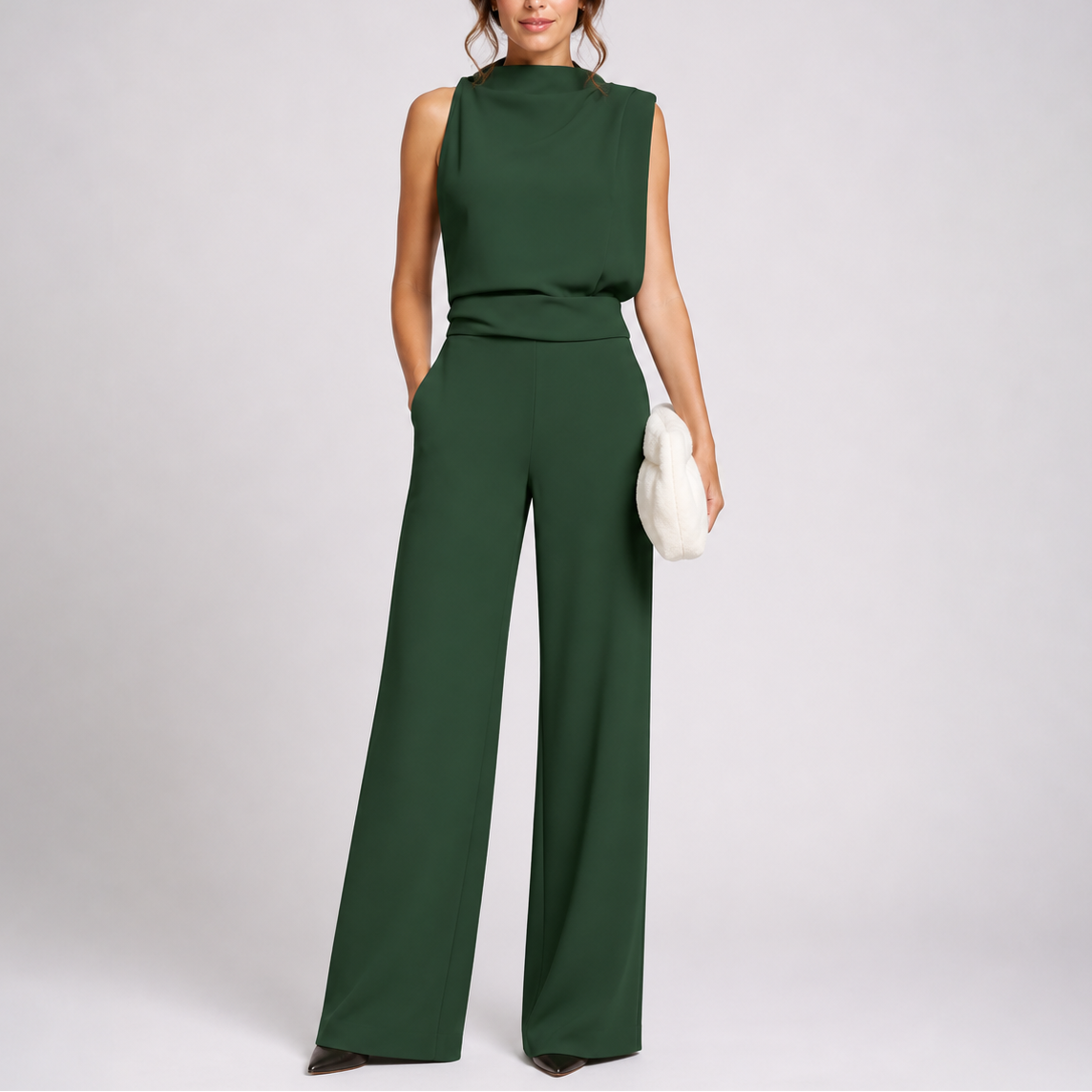 Larkin | Women's Sleeveless High Neck Wide-Leg Jumpsuit