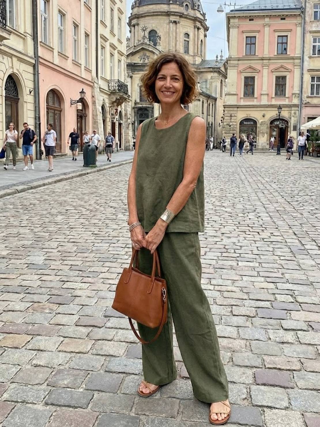 Olivia | Women's Sleeveless Tank and Wide-Leg Pant Set